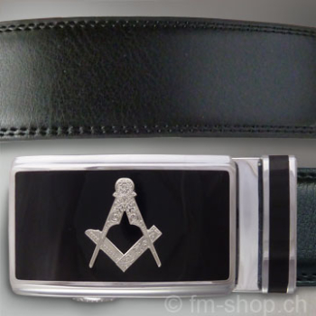 Leather Belt with Buckle "Square and Compass"