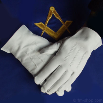 Masonic Gloves, white Leather