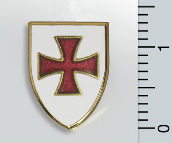Pin "Templer/Kreuzritter Wappen", 18 ct vergoldet