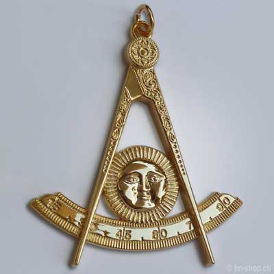 3" Past Master Golden Electroplated  Jewel For Masonic Collar Regalia Mason 