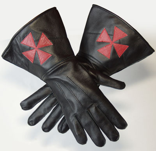 New Leather Masonic Knights Malta Gauntlets Gloves