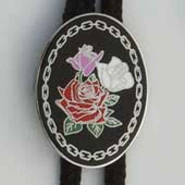 Bolo Tie "Trois Roses", noir